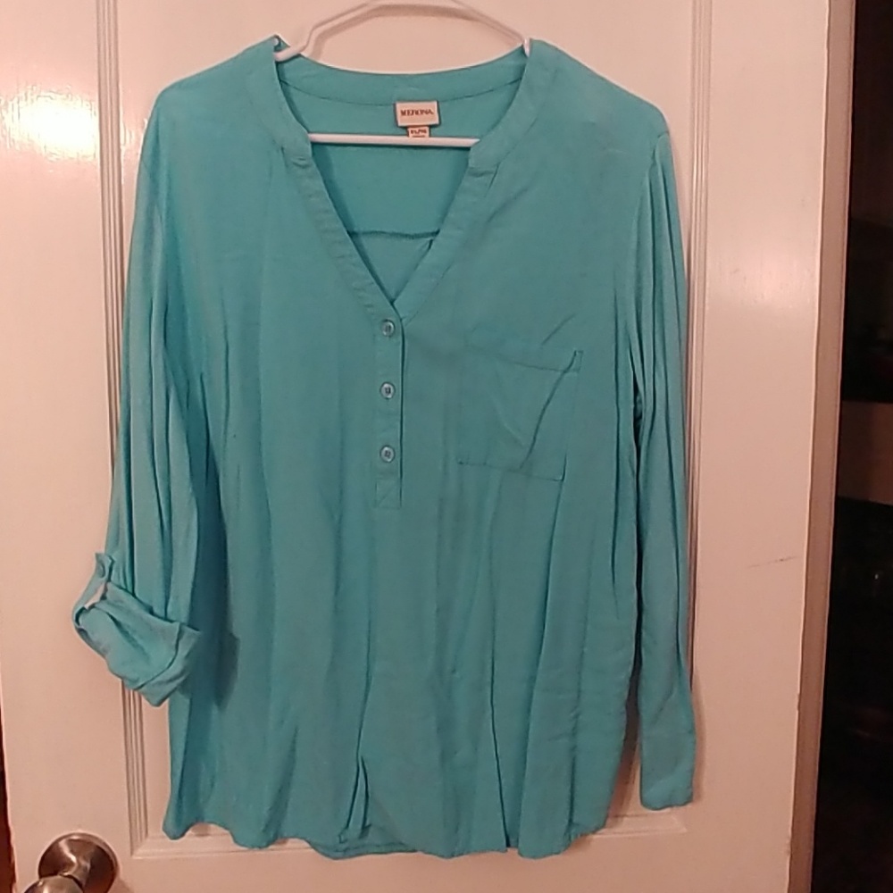 Aqua V-neck Blouse